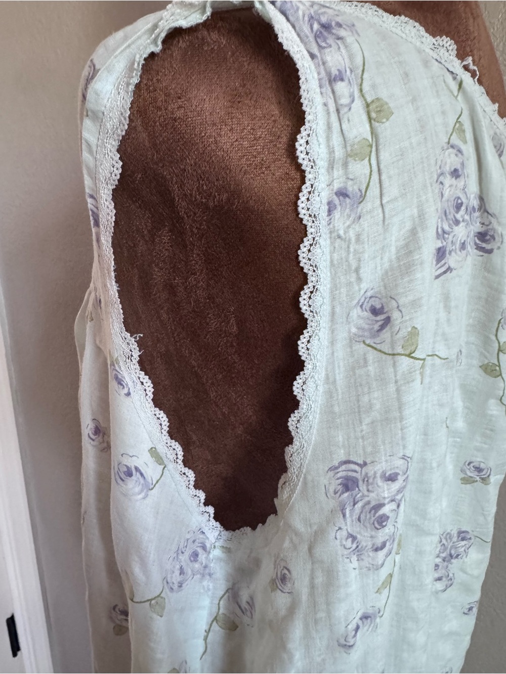 Vintage Barbizon Floral Maxi Nightgown Cotton Poly Blend Lace Trim Cottagecore - Picture 4 of 14